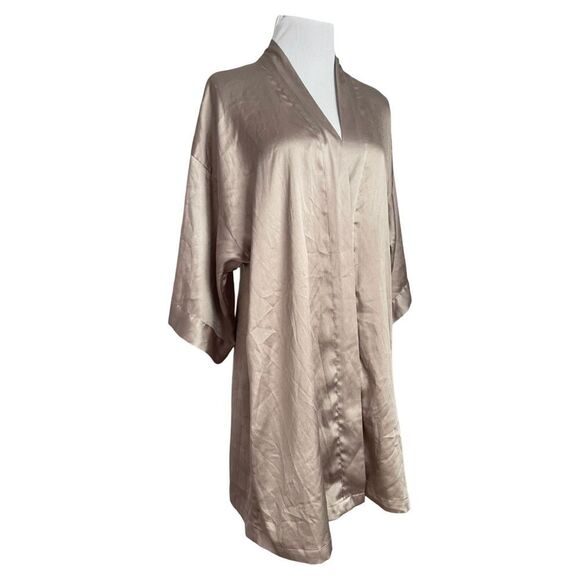 Victoria's Secret Satin Mauve Kimono Sleeve Short Wrap Robe Dress Gown - Picture 1 of 7